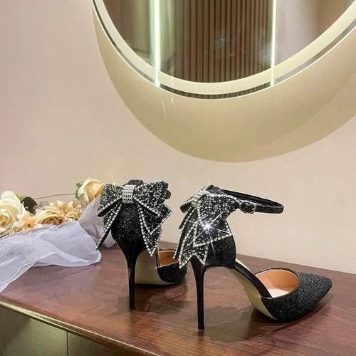 Escarpins  Talons Hauts Avec Gros N?Ud Papillon Pour Femmes,Chaussures De Mariage,Robe Suprieure Bling,Parker Pointu,Luxe,Sexy,lgant - 34