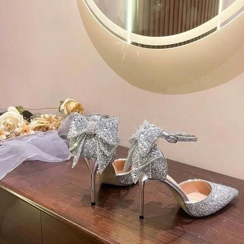 Escarpins  Talons Hauts Avec Gros N?Ud Papillon Pour Femmes,Chaussures De Mariage,Robe Suprieure Bling,Parker Pointu,Luxe,Sexy,lgant - 34