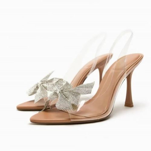 Escarpins  Talons Hauts Carrs Dors Pour Femmes,Mode Transparente,Escarpins Pointus Parker,Robe lgante,Sandales Pour Femmes - 38