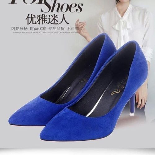 Escarpins  Talons Hauts En Faux Daim Pour Femmes,Escarpins Parker,Stiletchassis,Escarpins De Base Pour Femmes,Blanc,Noir,Rouge,Rose,Bleu,Grande Taille - 35