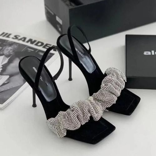 Escarpins  Talons Hauts En Pu Pour Femme,Sandales Bling-Bling,Design  La Mode,Carr,Antidrapant,Strass,7 Cm,t 2024 - 34