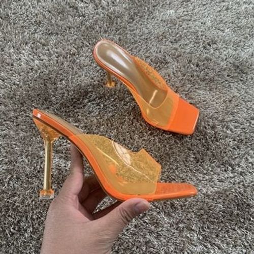 Escarpins  Talons Hauts Transparents En Pvc Pour Femmes, Pantoufles Carres  Bout Ouvert, Mules Pour Dames, Diapositives De Chaussures, Nouvelle Collection 2021 - 42