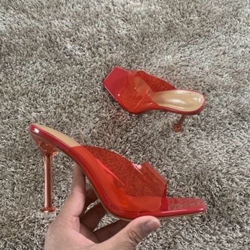 Escarpins  Talons Hauts Transparents En Pvc Pour Femmes, Pantoufles Carres  Bout Ouvert, Mules Pour Dames, Diapositives De Chaussures, Nouvelle Collection 2021 - 40 1/2