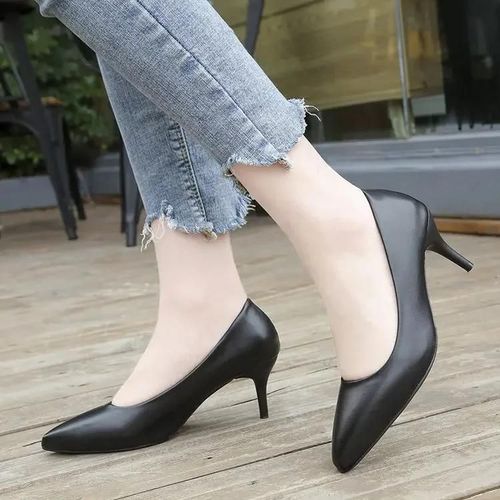 Escarpins Confortables En Cuir Group Pour Femme,Chaussures De Mariage,Noir Et Blanc,Talons Hauts Fins,Bas Dans Le Temps,Travail De Bureau, - 35