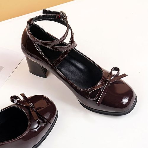Escarpins Croiss Rtro Noirs Pour Femmes,Chaussures Parker Rondes Dcontractes,Chaussures Douces Pour Dames,Conception De N?Ud,Mode Estivale - 41