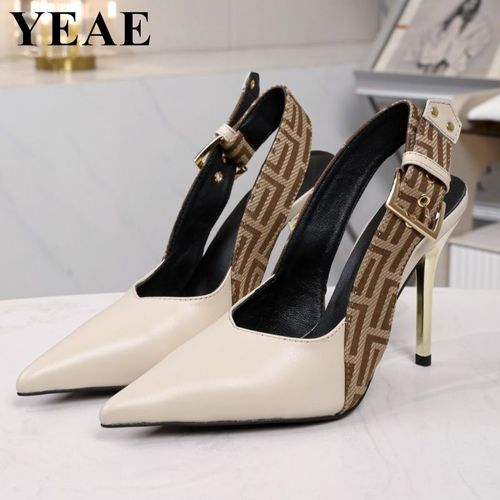 Escarpins De Banquet Patchwork Pour Femmes,Sandales  Bride Arrire,Chaussures Provoqu De Soire,Talons Hauts Pointus,Mode Printemps Et Automne,Parker, - 42