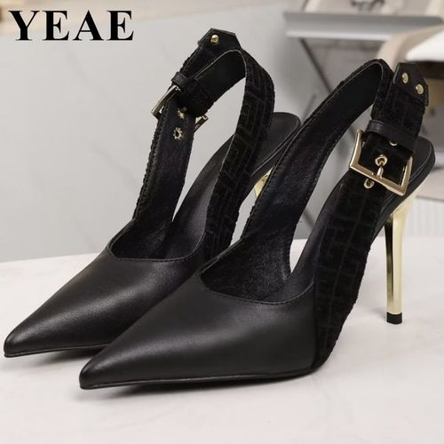 Escarpins De Banquet Patchwork Pour Femmes,Sandales  Bride Arrire,Chaussures Provoqu De Soire,Talons Hauts Pointus,Mode Printemps Et Automne,Parker, - 35