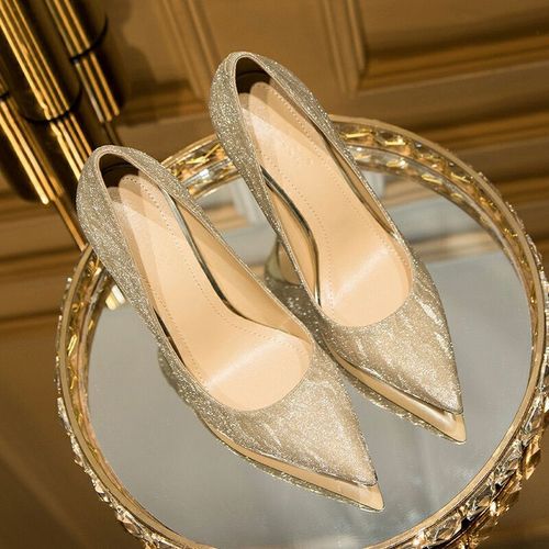 Escarpins De Luxe Or Argent Pour Femmes,Chaussures De Styliste  Bout Pointu Et  Talons Hauts,Pour Fte Et Mariage, Talons Aiguilles,Collection Printemps 2023 - 41