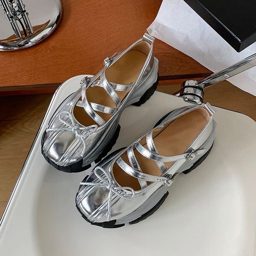 Escarpins En Cuir Vritable Pour Femmes,Ronds,Croiss,Avec N?Ud Papillon,Avec Sangle Optique,Talons pais Astronomiques,Dcontracts Et Doux - 34