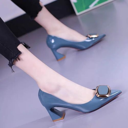Escarpins En Cuir Verni Noir Et Blanc Pour Femmes,Talons Aiguilles  Enfiler,Marque De Mode,Confortables Et lgants,Printemps Et t,G72d - 35