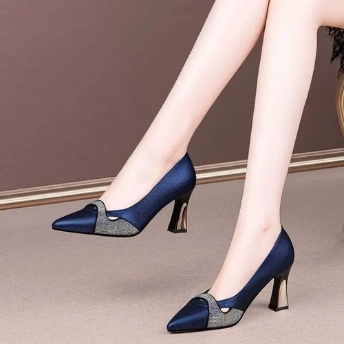 Escarpins En Cuir Verni Noir Et Blanc Pour Femmes,Talons Aiguilles  Enfiler,Marque De Mode,Confortables Et lgants,Printemps Et t,G72d - 35