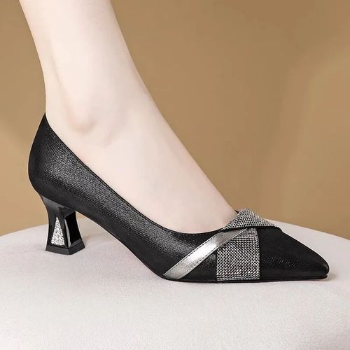 Escarpins En Cuir Verni Noir Et Blanc Pour Femmes,Talons Aiguilles  Enfiler,Marque De Mode,Confortables Et lgants,Printemps Et t,G72d - 35