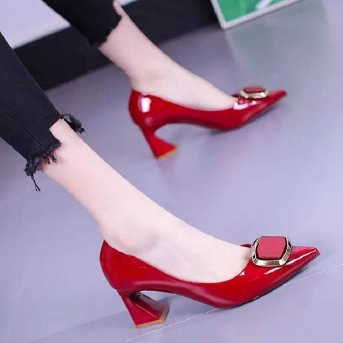 Escarpins En Cuir Verni Noir Et Blanc Pour Femmes,Talons Aiguilles  Enfiler,Marque De Mode,Confortables Et lgants,Printemps Et t,G72d - 36