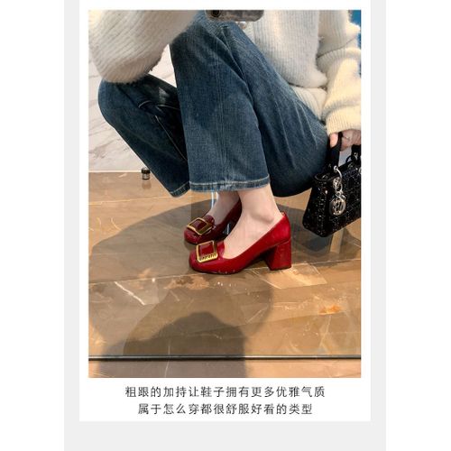 Escarpins Lolita Round Parker Pour Femmes,Chaussures  Talons Hauts Rouges,Chaussures Optiques Pour Femmes,Chaussures En Cuir Vritable,Mode De Printemps - 35