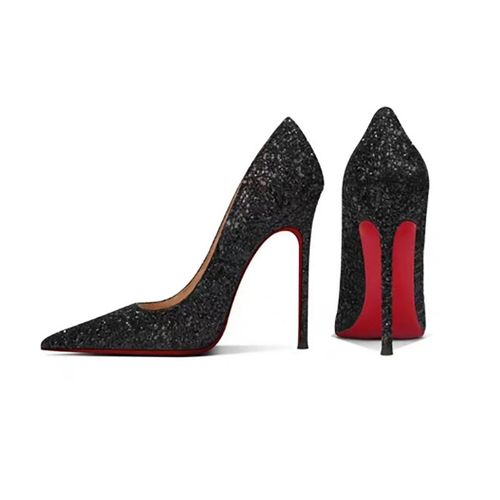 Escarpins Pointus  Talons Hauts Pour Femmes,Chaussures  Enfiler Peu Profondes,Noir,Paillettes Scintillantes,Sexy,Fte,Bote De Nuit,Mode Fminine, - 38