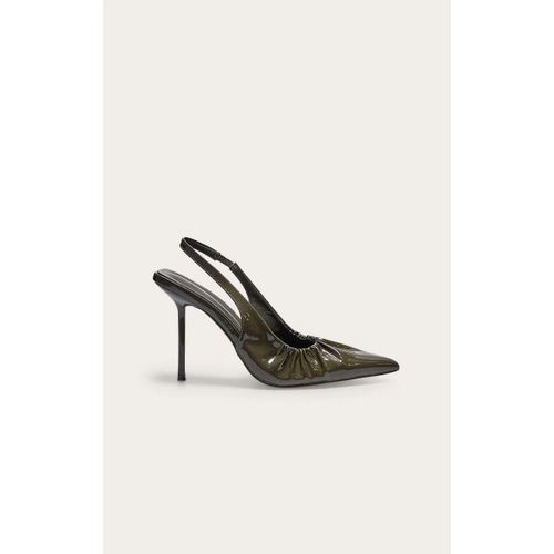 Escarpins Pointus En Pu Crp Vert Olive Fronc  Talon Aiguille Haut Et Bride Derrire, Vert Olive - 36