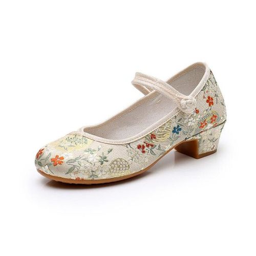 Escarpins Ronds Mary  Bride  Bouton  Essence Pour Femmes,Chaussures Provoqu  Talon Moyen Pour Dames,Sandales D't Rtro,Chaussure De Danse Ethnique