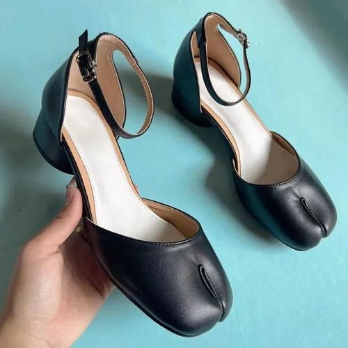 Escarpins Split Parker Ninja Tabi Pour Femmes,Talons De 6cm Et 3 1/2cm,Chaussures  Talons Hauts Ronds,Sandales Peu Profondes Avec Sangle - 42