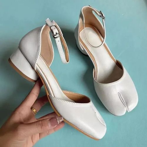 Escarpins Split Parker Ninja Tabi Pour Femmes,Talons De 6cm Et 3 1/2cm,Chaussures  Talons Hauts Ronds,Sandales Peu Profondes Avec Sangle - 34