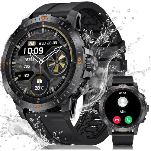 Esfoe Montre Connecte Homme Avec 500mah Piles Pour Android Ios, 1,43'' Amoled Montre Connecte Avec Appels, 150 Modes Sportif, Ip68 tanche Smartwatch Avec Frquence Cardiaque/Moniteur De Sommeil