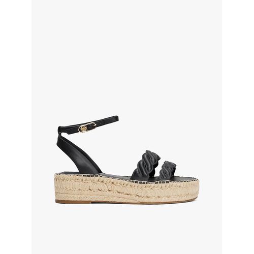 Espadrilles En Cuir  Motif Gaufr Leather Rope Real Espad Sandal/Black - 38