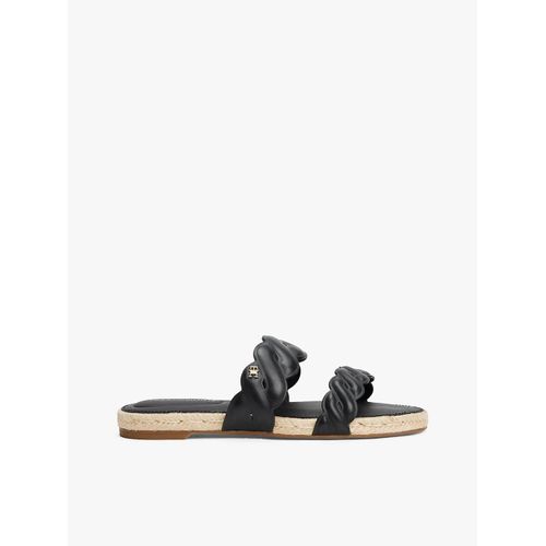 Espadrilles Mules En Cuir Gaufr Leather Rope Espadrille Mule/Black - 41