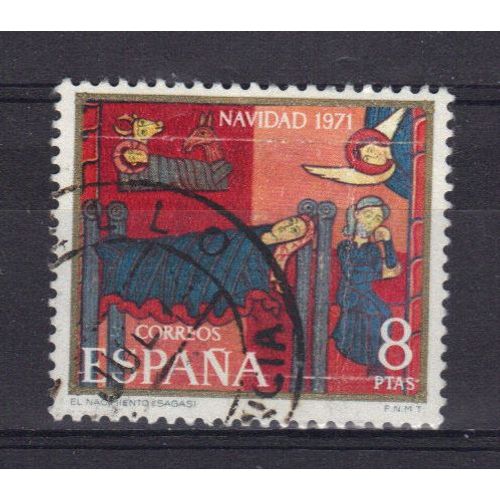 Espagne 1971 : Nol : Fragment De L'autel De San-Andrieu  Sagara, Muse Dioscian De Solsona - Timbre Oblitr
