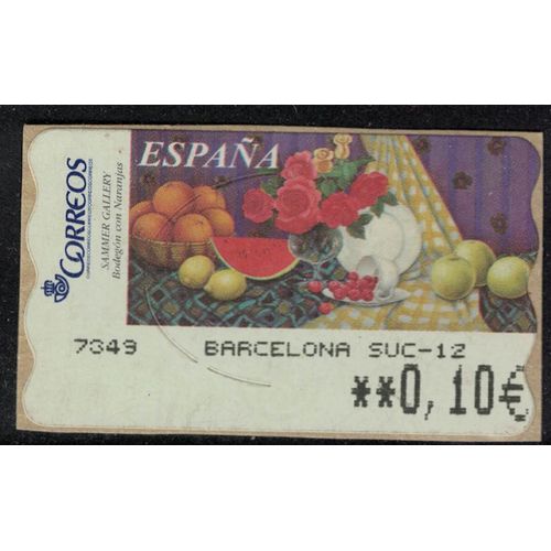 Espagne 2003 Vignette Atm Oblitre Used Sammer Gallery Bodegn Con Naranjas Nature Morte Su