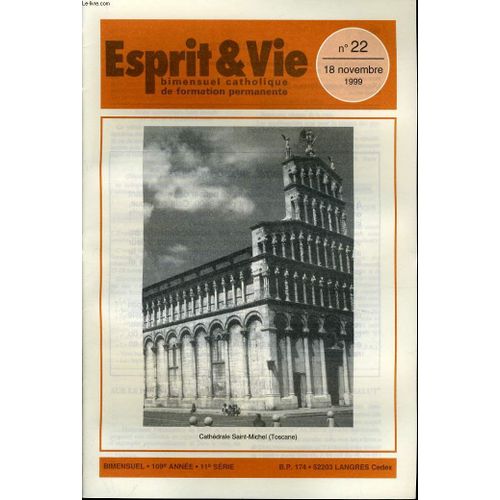 Esprit Et Vie (Bimestriel Catholique De Formation Permanente) N. 22 : A Propos D'un Apocryphe - L'vangile Selon Barnab - Causerie Sur Une Collection -   de COLLECTIF  Format Broch 