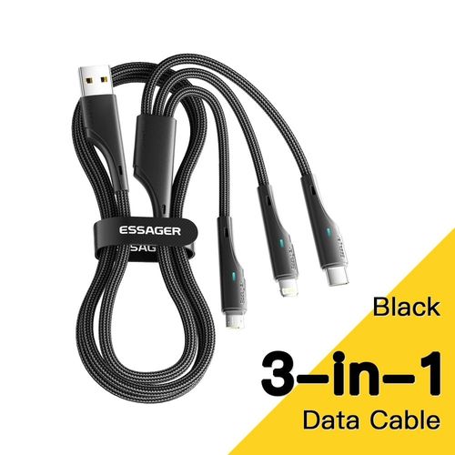 Essage-Cble Micro Usb/Type-C 3 En 1 Pour Recharge Rapide Et Donnes,Cordon De Chargeur Pour Tlphone Ip14/13,Samsung,Xiaomi Et Huawei - Type 1.2m-1.2m