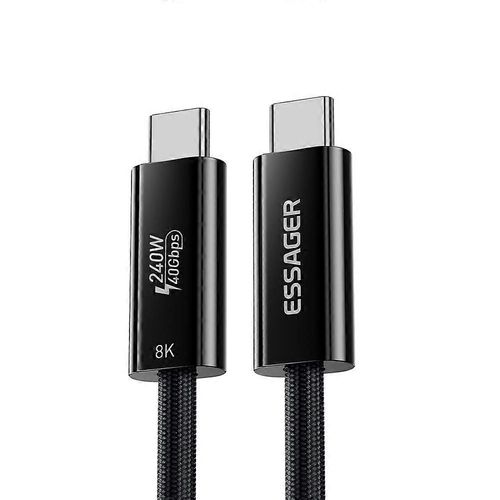 ESSAGER 1m Cble Thunderbolt 4.0 240W Charge Rapide 8K 60Hz HD Vido Type-C vers Cordon Nylon Type-C