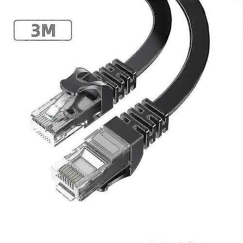 Essager 3m High Speed Ethernet Cat 6 Lan Cable Rj 45 Internet Network Patch Cord pour Pc Router - Flat Wire