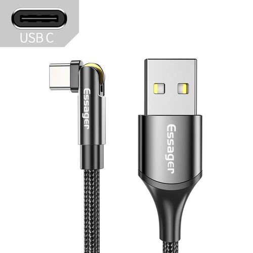 Essager-Cble Micro Usb/Type-C 3a Rotatif  540  Pour Recharge Rapide Et Donnes,Cordon De Chargeur Pour Tlphone Iphone Et Xiaomi - Type Grey Type C Cable-2m