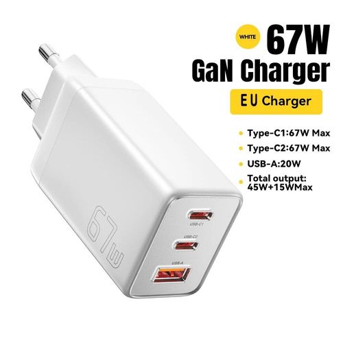 Essager-Chargeur Usb Type C Pour Ordinateur Portable,Charge Rapide Pour Macbook,Xiaomi,Samsung,Iphone 14,13 Chanes De Tlphone,Gan 67w,45w,25w,Pd Qc 3.0 - Type Ue Blanc 67w