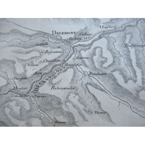 Estampe, Gravure Xixe Rare Carte Routire De Voyage De Ble  Bienne, Canton De Berne, Suisse (Basel Zu Biel, Schweiz) Par Les Vallons De Mottiers-Grandval, Philippe-Sirice Bridel, 1802