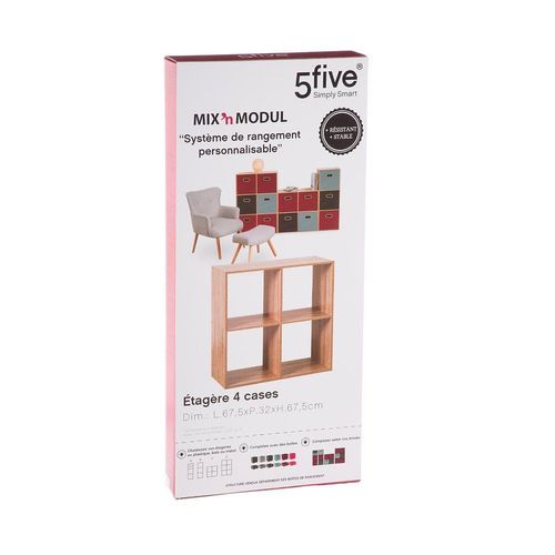 Etagre 4 Cases Mix - P. 32 Cm X H. 67,5 Cm - Beige