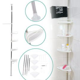 Etagère d'angle de douche télescopique étagères de salle de bains de coin  de 4 niveaux étagère de stockage rangement