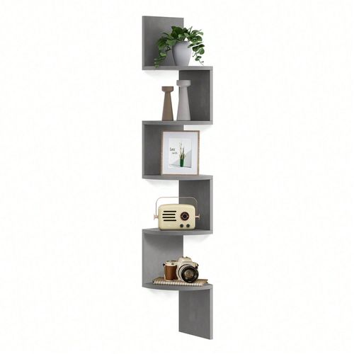 tagre D'angle Murale, tagre De Rangement  5 Niveaux, Pour Chambre  Coucher, Bureau  Domicile, Gris Tourterelle