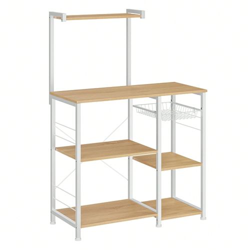 tagre Cuisine, Avec Panier, 6 Crochets, tagre  pices, Casseroles, Moderne, Beige Chne Et Blanc Classique