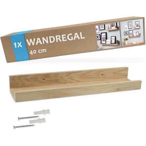 tagre Murale En Chne Massif 40 Cm, tagre Flottante, Design Moderne, Barre Pour Photos, Posters Et Objets De Dcoration Pour Une Conception Flexible, En Forme De U, Facile  Installer