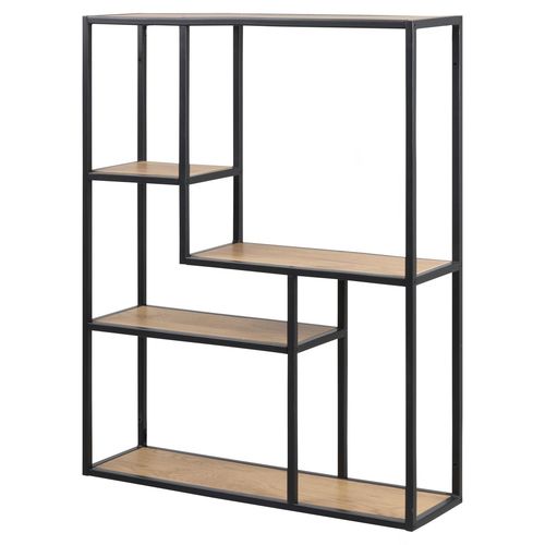 Etagre Sur 4 Niveaux Asymtriques En Mdf Et Mtal - Noir Et Marron