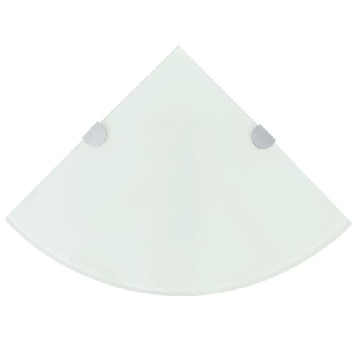 tagres D'angle 2 Pcs Et Supports Chroms Verre Blanc 25x25 Cm
