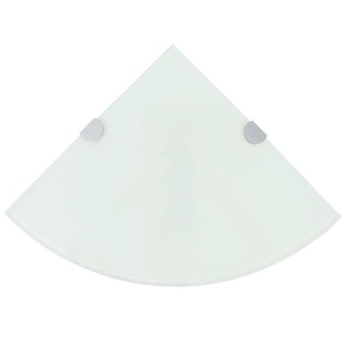 tagres D'angle 2 Pcs Et Supports Chroms Verre Blanc 35x35 Cm