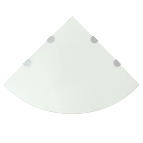 tagres D'angle 2 Pcs Et Supports Chroms Verre Blanc 45x45 Cm