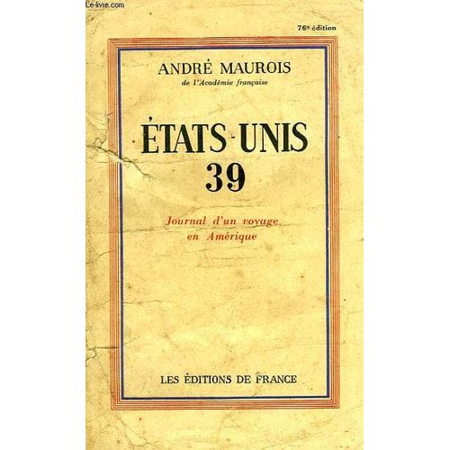 Etats-Unis 39, Journal D'un Voyage En Amerique    Format Broch 