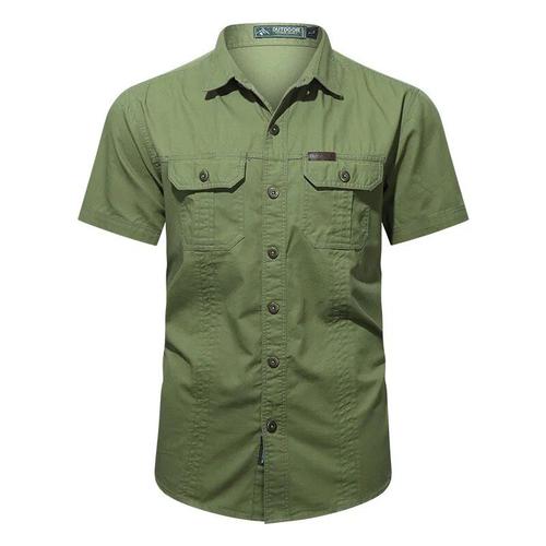 t Hommes  Manches Courtes Chemise Cargo 5xl Grande Taille Mince Revers Coton Respirant Lche Tops De Sport En Plein Air Tactique Chemise