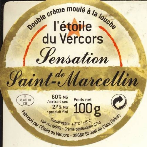 Etiquette De Fromage Sensation De Saint Marcellin Létoile Du Vercors Rakuten 