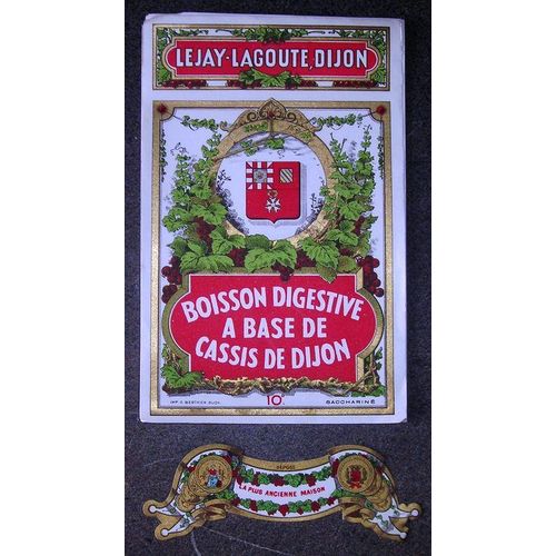 tiquette Lejay Lagoute,Dijon Boisson Digestive A Base De Cassis De Dijon