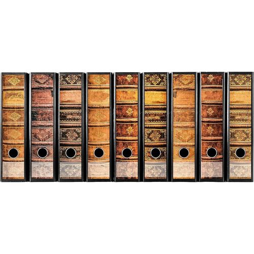 Etiquettes  Design Pour 9 Classeurs A4  Dos Large - Motif : Livres Anciens Relis En Cuir/Livres Anciens - Vintage - Autocollants, tiquettes, Autocollants Pour Dos De Dossier