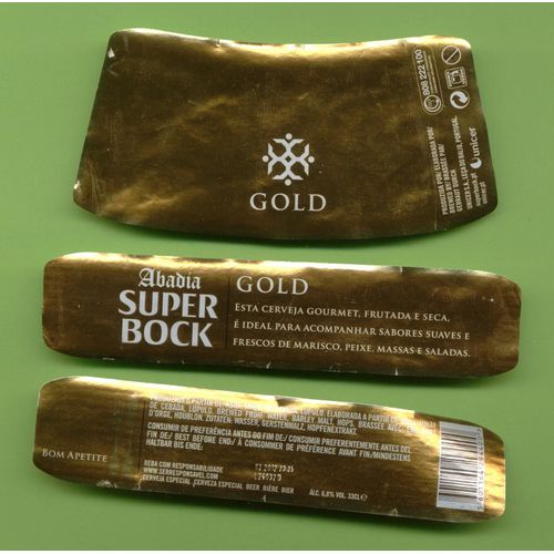 Etiquettes Bire Beere Cerveja Unicer S.A. Super Bock Abadia Gold 33cl Portugal